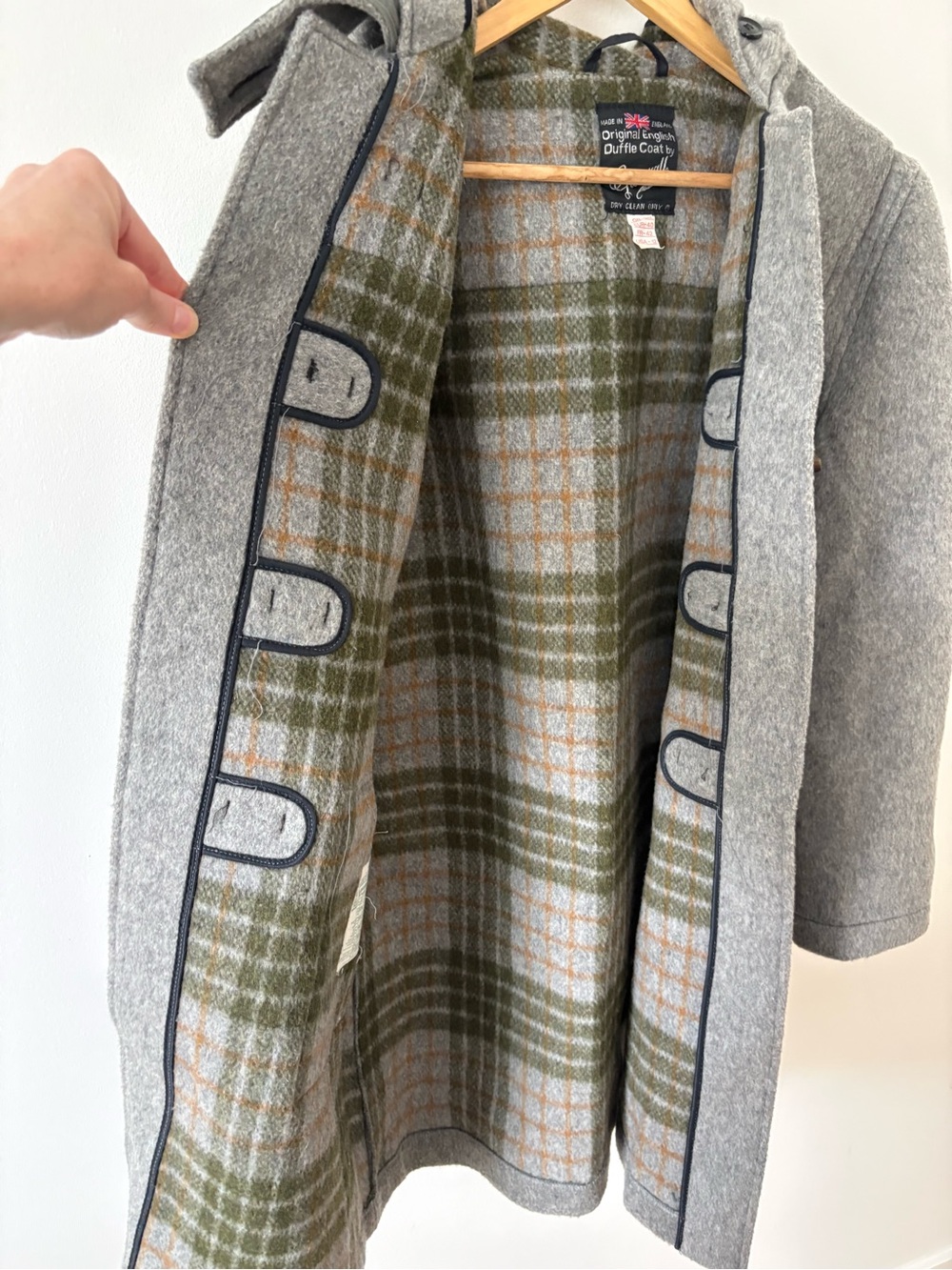 Vintage Gloverall English Duffle Coat Gray Wool Made in England Size US 12 Fall - Picture 4 of 11